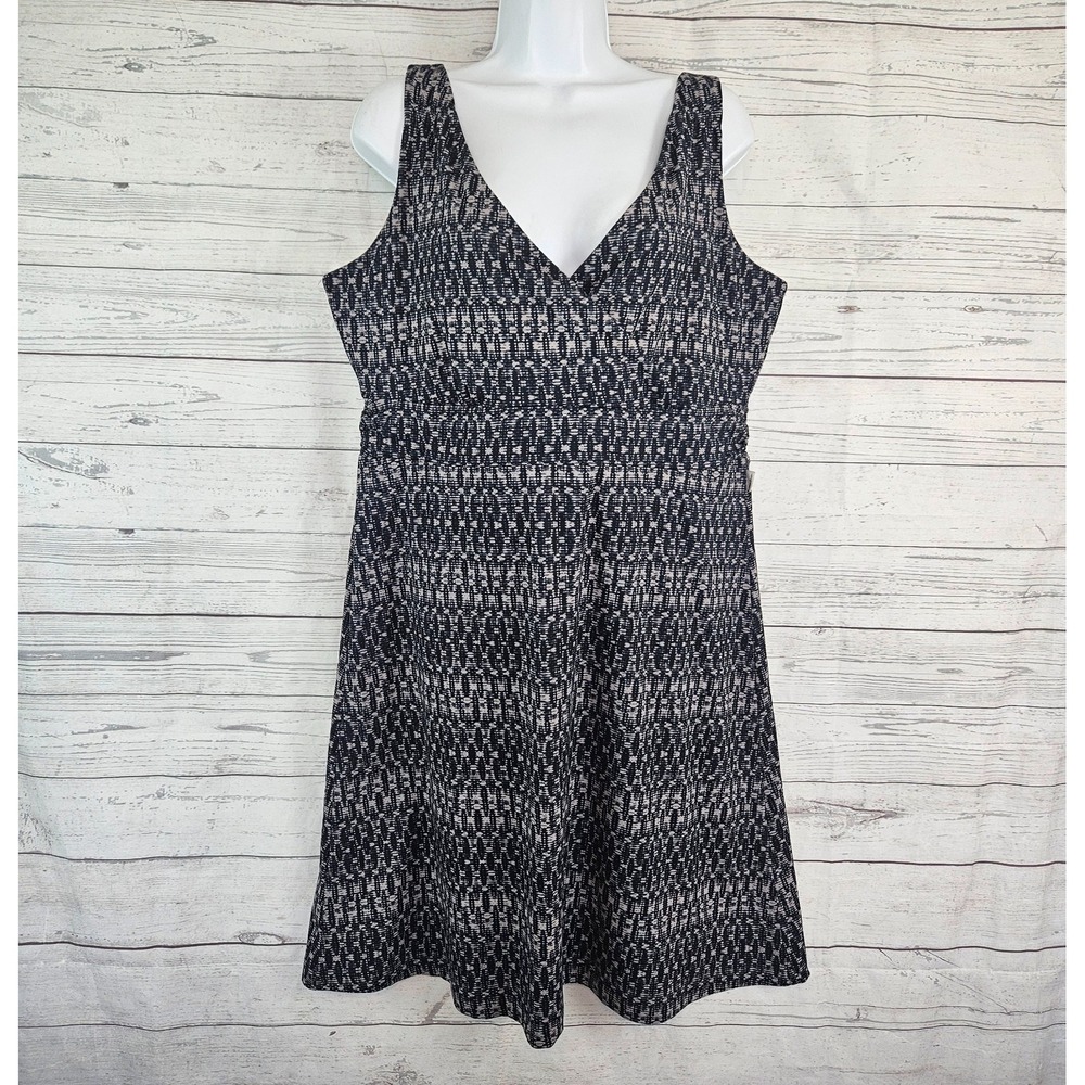 Eddie Bauer Womens Dress Sz XL Black Gray Sleeveless V-Neck